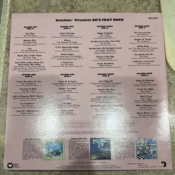 Sessions Presents 60's Frat Rock 4 Vinyl LP Record Set 1990 Compilation - Picture 2 of 4